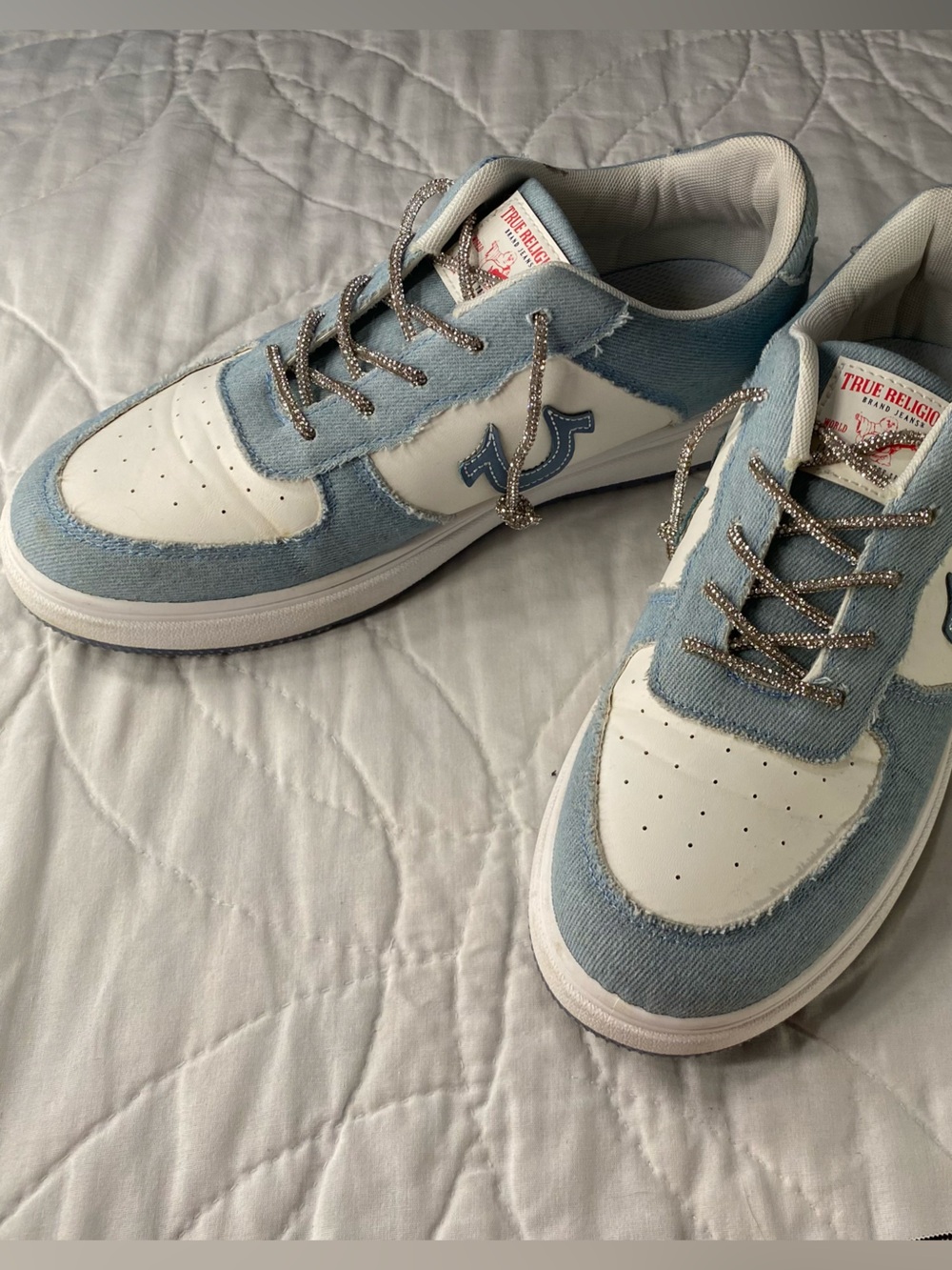 MODERN True Religion Rhinestone/Denim/White Sneakers 👟✨Great condition|Size W10